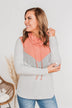 Wild Beauty Cowl Neck Color Block- Coral, Grey & Ivory
