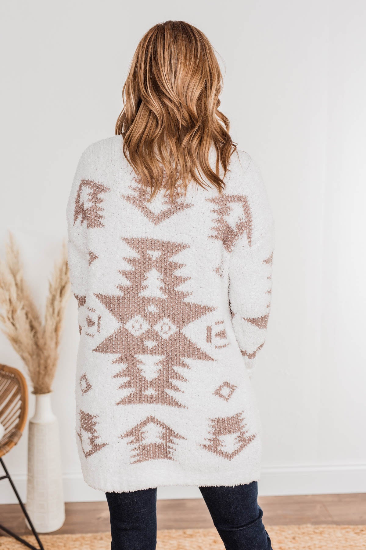 A Blanket Of Love Aztec Knit Cardigan Ivory Taupe The Pulse Boutique