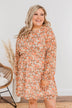 Blossoming Emotions Long Sleeve Floral Dress- Peach