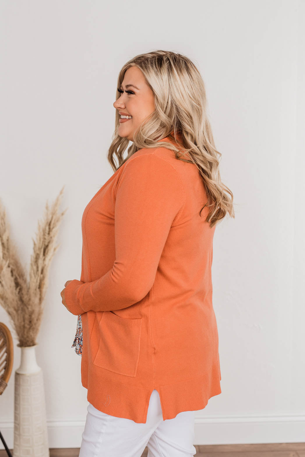 Time To Be Alive Drape Cardigan- Papaya