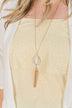 A Lovely Life Chain Tassel Necklace- Gold & White Marble