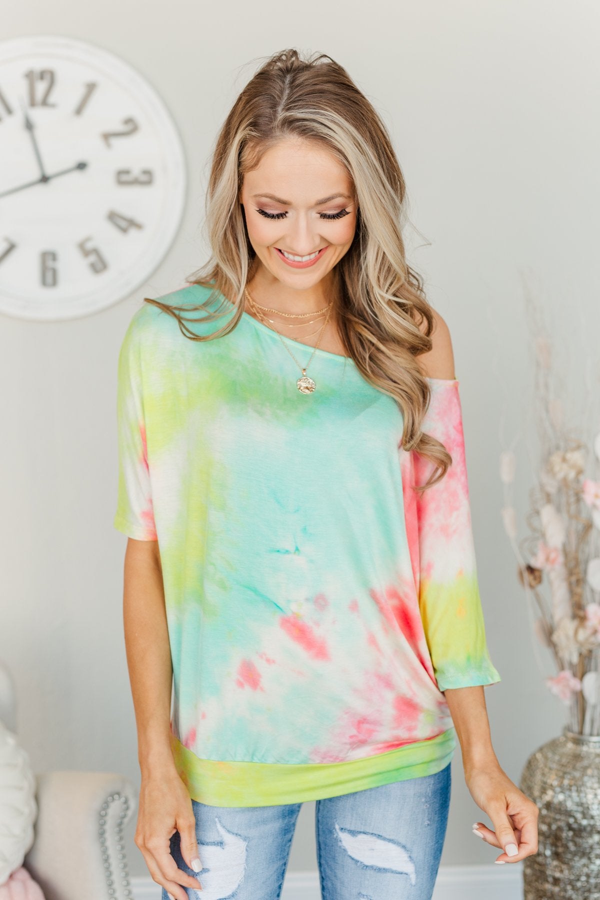 Days With You Tie-Dye Top- Red, Yellow & Aqua