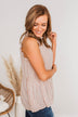 Dashing Details Sleeveless Blouse- Taupe