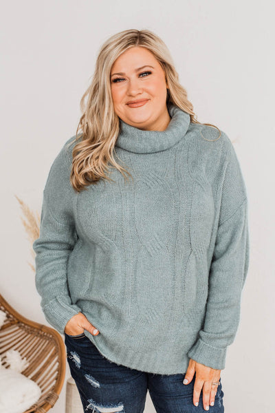 Greatest Blessings Knit Cowl Neck Sweater- Teal – The Pulse Boutique