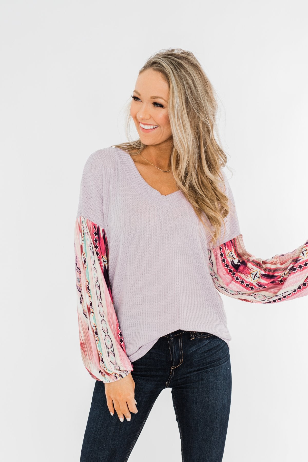 Something For You Waffle Knit Top- Lavender