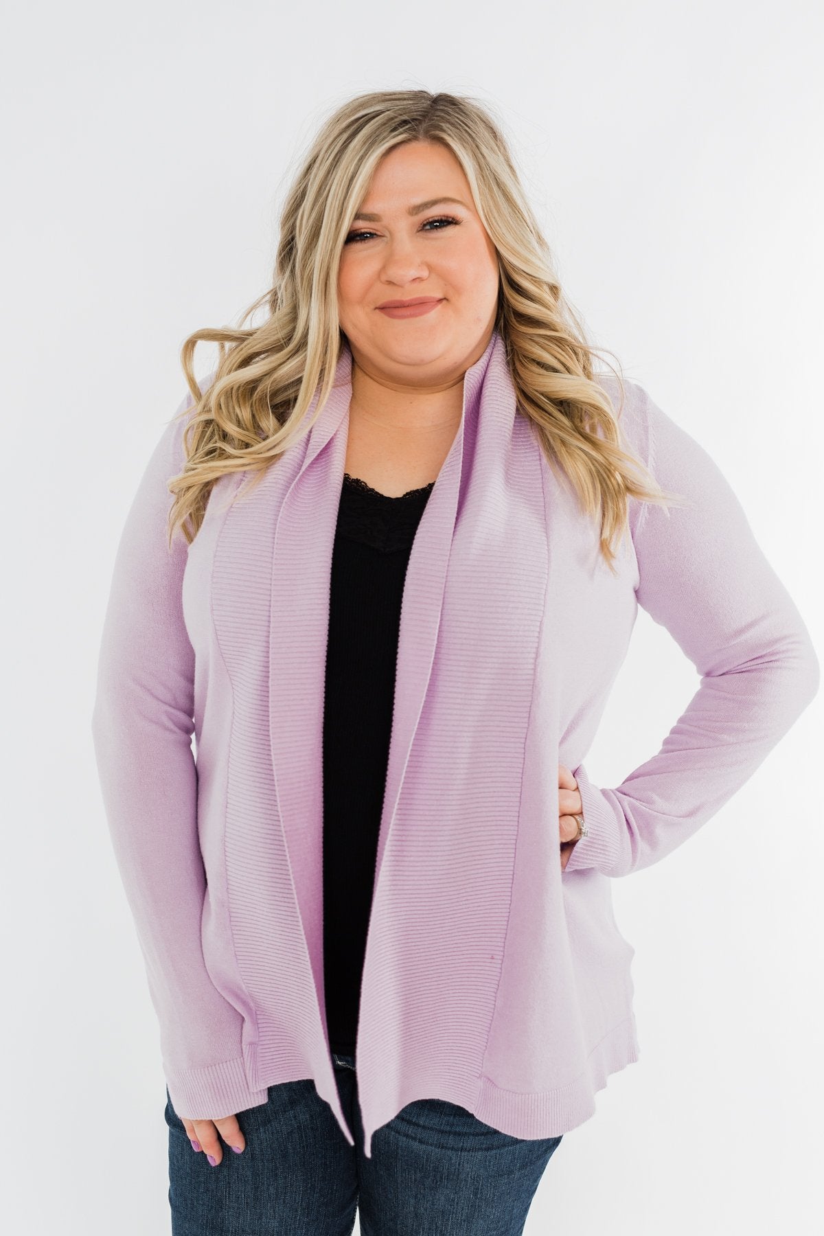 Can't Wait Open Front Cardigan- Lilac