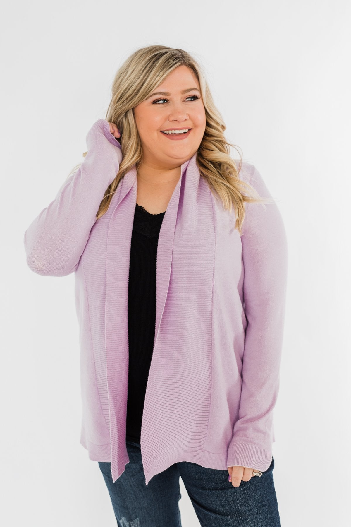 Can't Wait Open Front Cardigan- Lilac