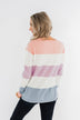 Here She Comes Sweater- Peach, Orchid & Steal Blue