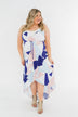 Morning Breeze Hi-Low Dress- Ivory, Blue, & Blush