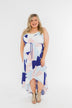 Morning Breeze Hi-Low Dress- Ivory, Blue, & Blush