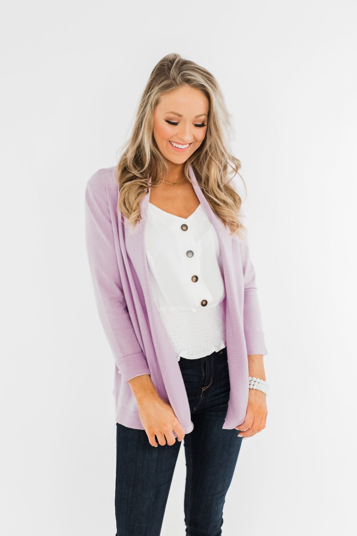 Can't Wait Open Front Cardigan- Lilac