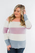 Here She Comes Sweater- Peach, Orchid & Steal Blue