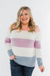Here She Comes Sweater- Peach, Orchid & Steal Blue