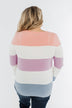 Here She Comes Sweater- Peach, Orchid & Steal Blue