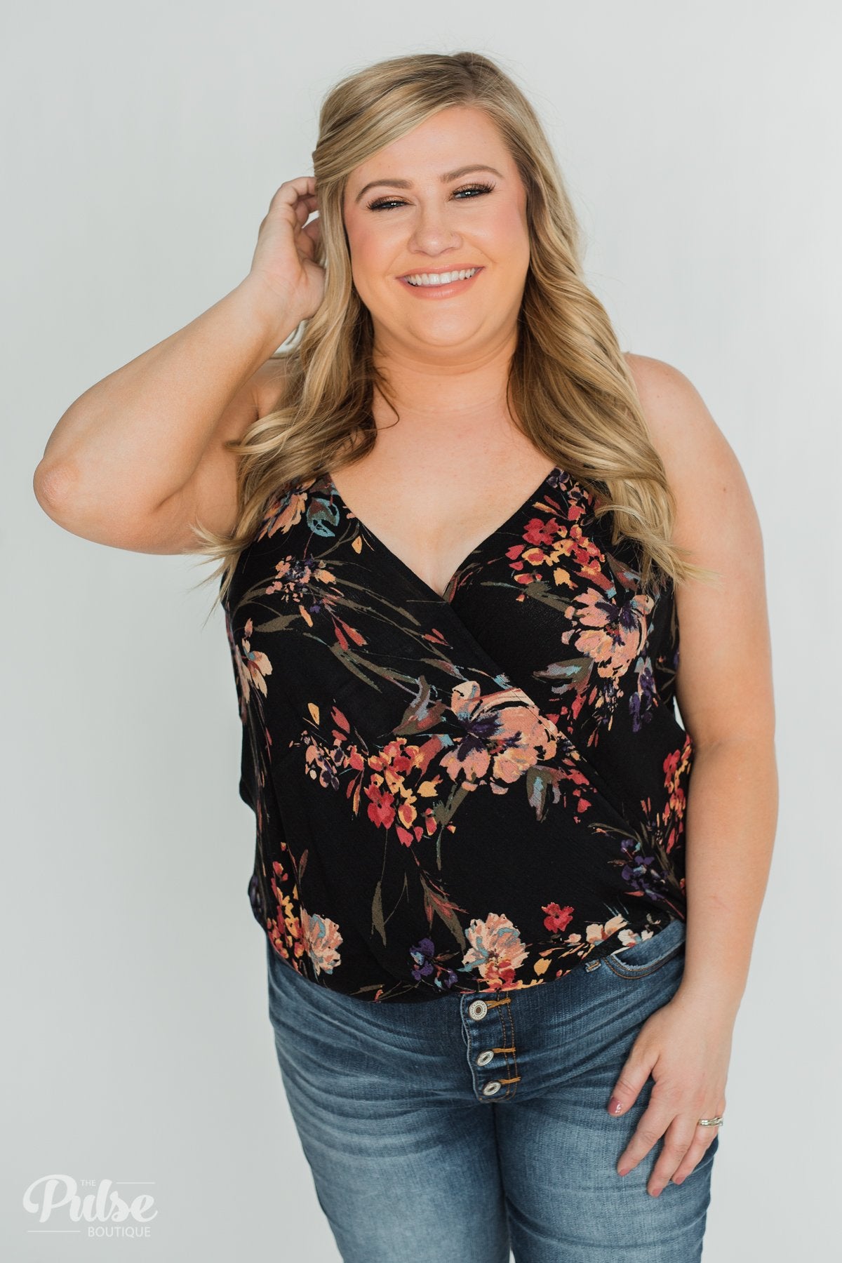 Beginning to Blossom Floral Tank Top - Black