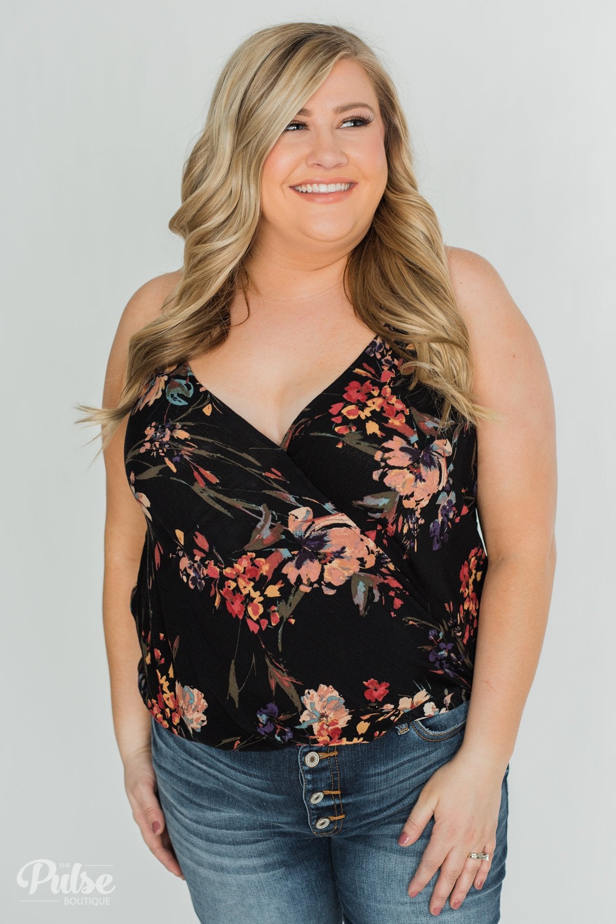Beginning to Blossom Floral Tank Top - Black
