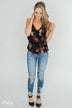 Beginning to Blossom Floral Tank Top - Black