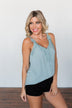Take A Stand Crochet Tank Top- Slate Blue