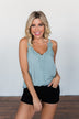 Take A Stand Crochet Tank Top- Slate Blue