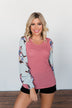 Proud To Be Me Waffle Knit Top- Mauve Pink & Light Blue