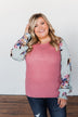 Proud To Be Me Waffle Knit Top- Mauve Pink & Light Blue
