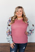 Proud To Be Me Waffle Knit Top- Mauve Pink & Light Blue