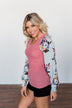 Proud To Be Me Waffle Knit Top- Mauve Pink & Light Blue