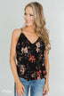 Beginning to Blossom Floral Tank Top - Black