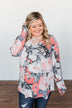 Finding Happiness Criss Cross Top- Charcoal & Coral
