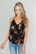 Beginning to Blossom Floral Tank Top - Black