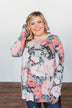 Finding Happiness Criss Cross Top- Charcoal & Coral