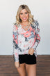 Finding Happiness Criss Cross Top- Charcoal & Coral