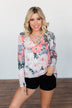 Finding Happiness Criss Cross Top- Charcoal & Coral