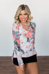 Finding Happiness Criss Cross Top- Charcoal & Coral