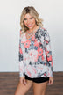 Finding Happiness Criss Cross Top- Charcoal & Coral