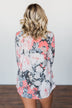 Finding Happiness Criss Cross Top- Charcoal & Coral