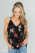 Beginning to Blossom Floral Tank Top - Black
