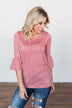 Season Of Love Polka Dot Top- Dusty Rose