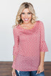 Season Of Love Polka Dot Top- Dusty Rose
