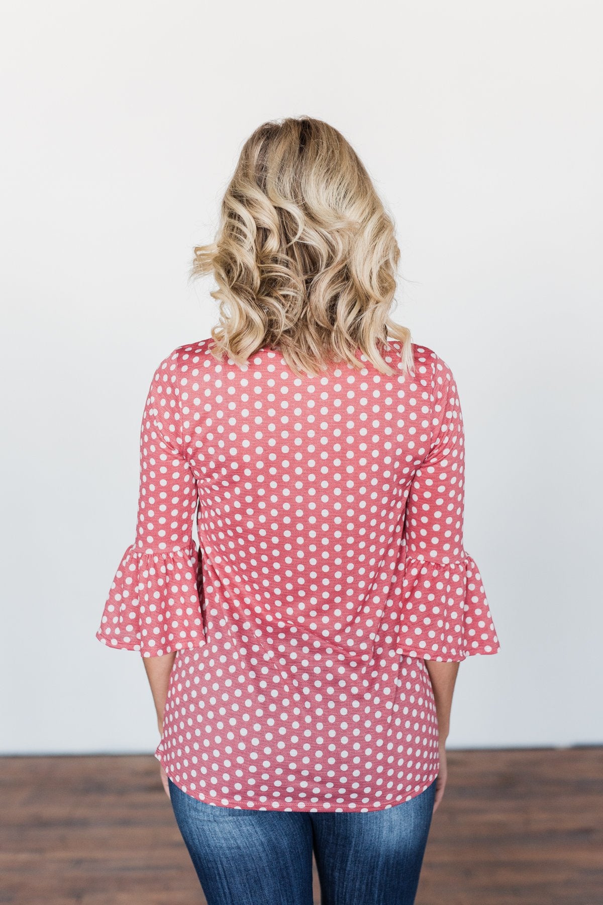 Season Of Love Polka Dot Top- Dusty Rose