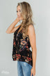 Beginning to Blossom Floral Tank Top - Black