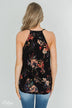 Beginning to Blossom Floral Tank Top - Black