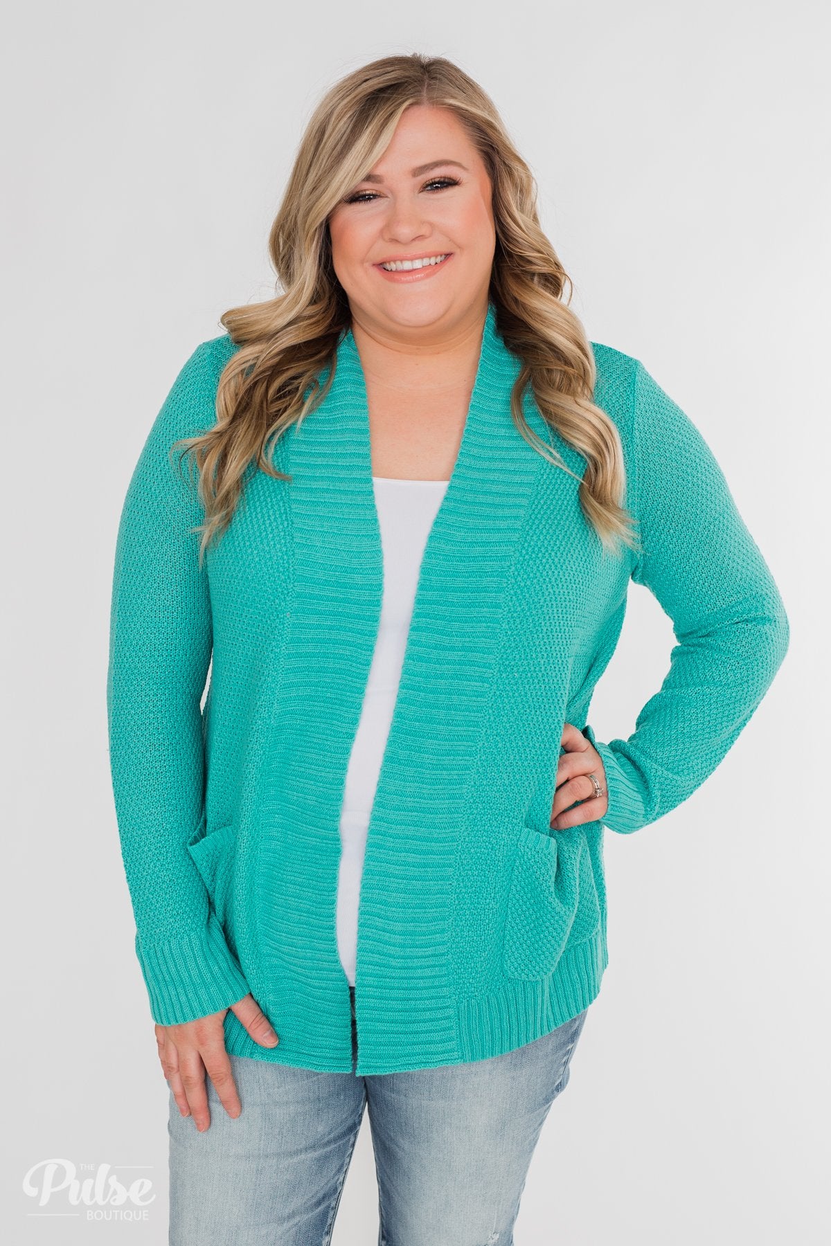 Welcoming To You Knitted Cardigan- Tiffany Blue