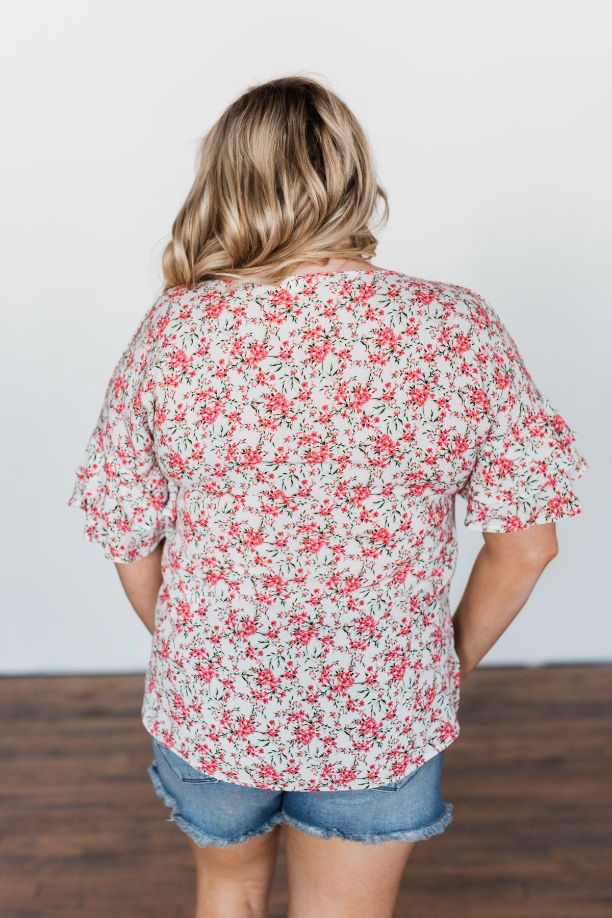 In The Sunshine Floral Ruffle Top- Ivory