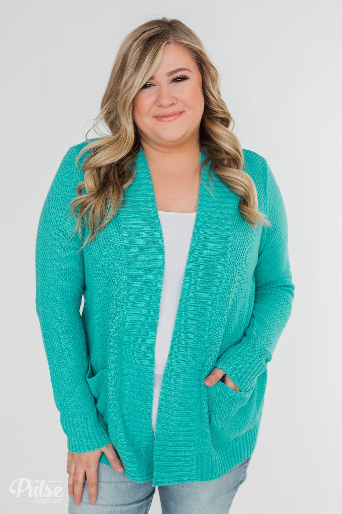 Welcoming To You Knitted Cardigan- Tiffany Blue