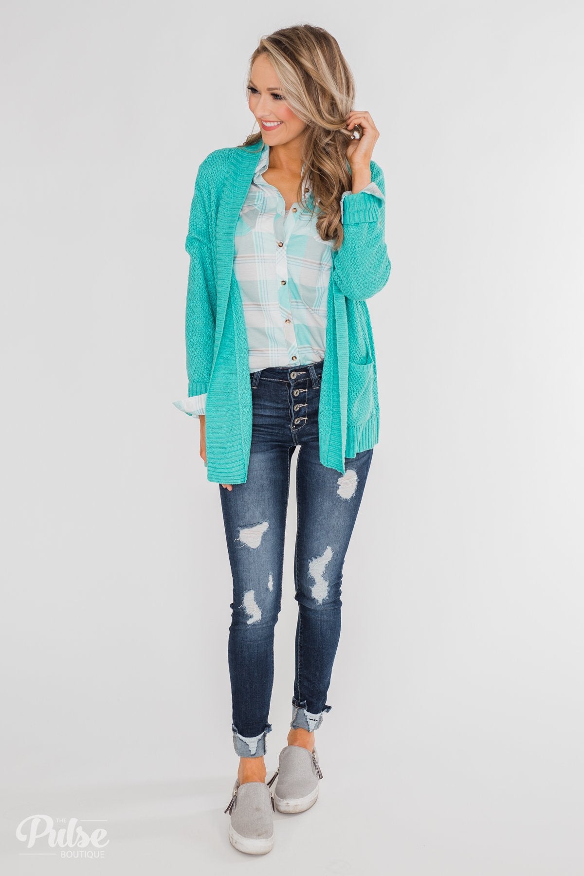 Tiffany blue deals cardigan sweater