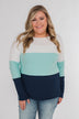 Take The Next Step Long Sleeve Color Block Top- Blue