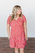 Spring Anticipation Floral Wrap Dress- Coral