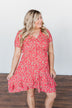 Spring Anticipation Floral Wrap Dress- Coral