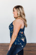 Take A Risk Floral Tank Top- Navy